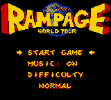 Rampage - World Tour (USA, Europe) Title Screen